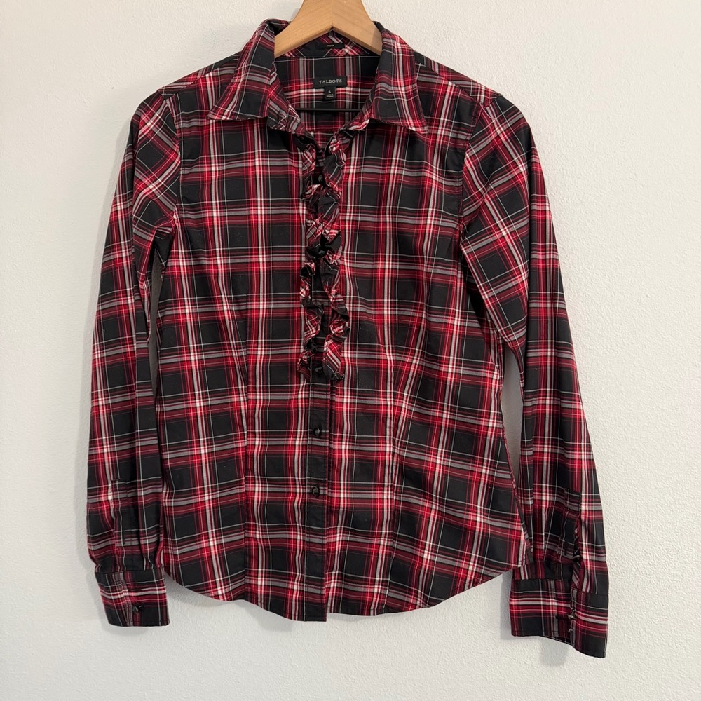 Talbots - Plaid Stretch Button Down - image 1